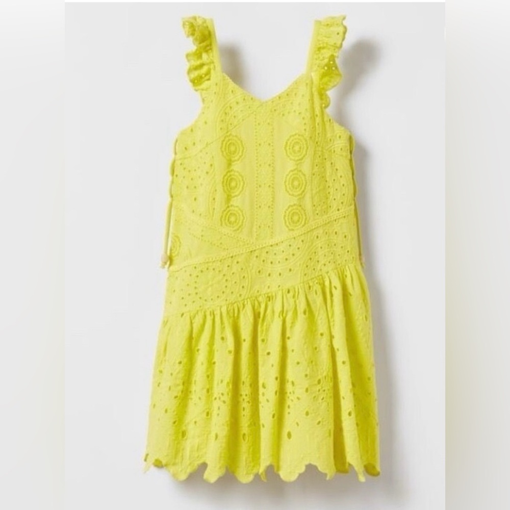 Zara Girls Yellow Eyelet Dress, Size 11-12